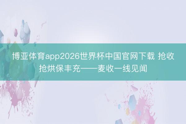 博亚体育app2026世界杯中国官网下载 抢收抢烘保丰充——麦收一线见闻