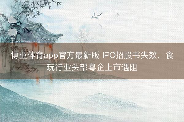 博亚体育app官方最新版 IPO招股书失效,食玩行业头部粤企上市遇阻