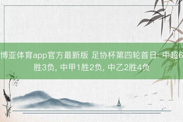 博亚体育app官方最新版 足协杯第四轮首日: 中超6胜3负, 中甲1胜2负, 中乙2胜4负